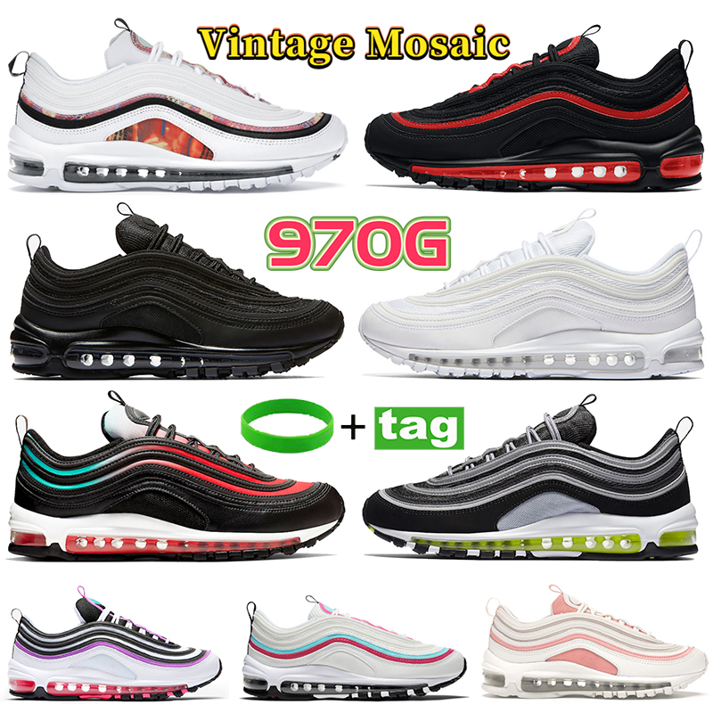 

Vintage Mosaic 97OG men women running shoes triple black white university Neon seoul Aurora Green metallic gold Leopard Pack Red sports sneakers trainers, Bubble wrap packaging