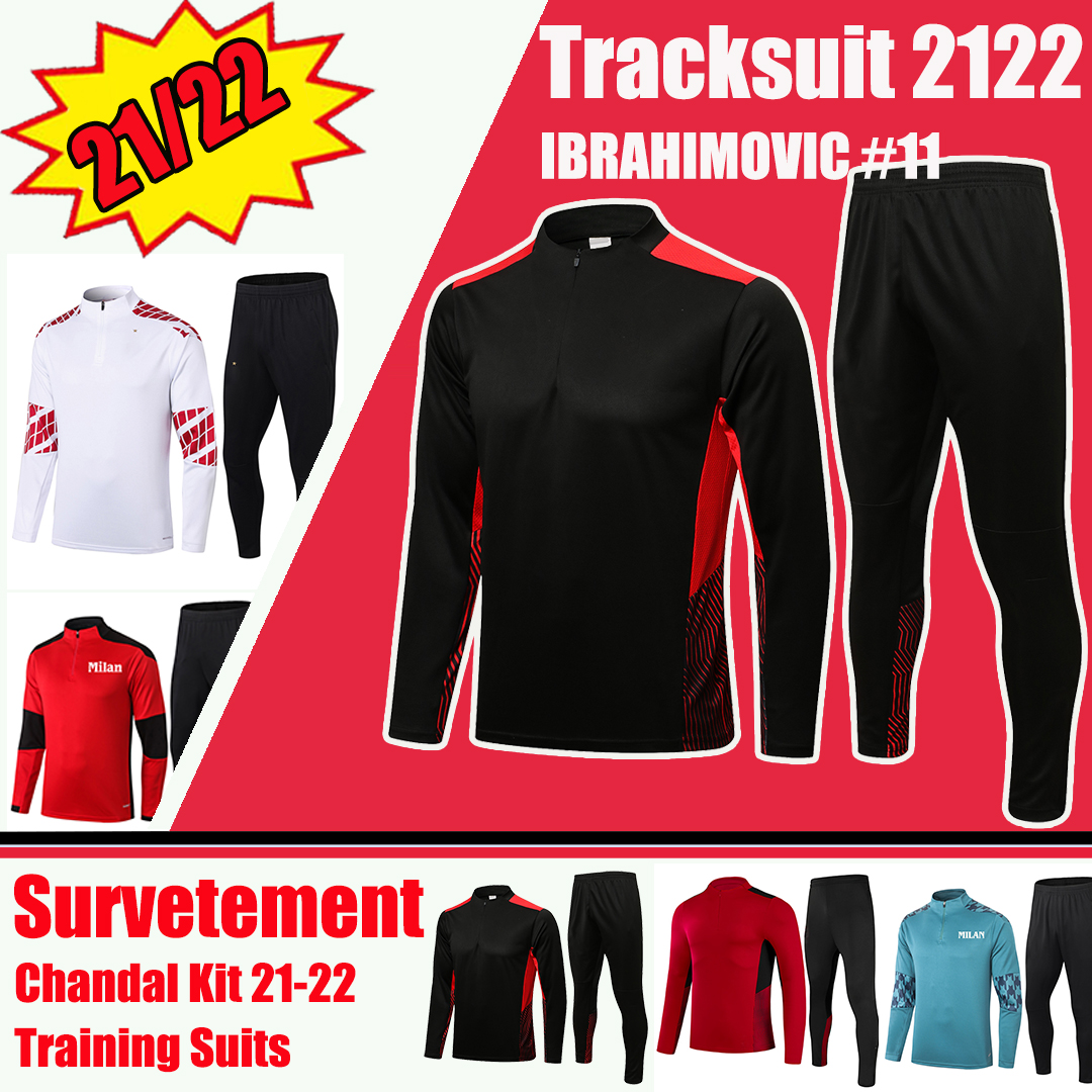 

2021 2022 IBRAHIMOVIC Training Suit PIATEK KAKA Soccer jacket Survetement 21/22 maillot de foot Long Sleeve CALHANOGLU Football Tracksuit Chandal, 2122 ac red 902