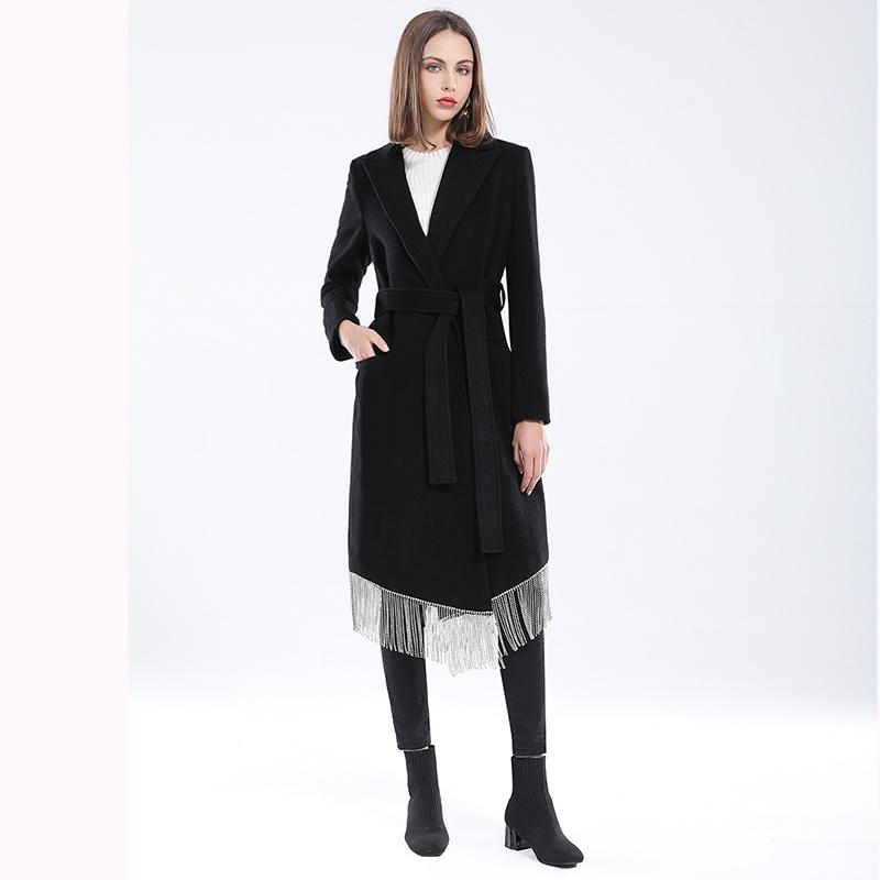 

Women's Wool & Blends 2021 Autumn Coat Lengthened European And American Black Windbreaker Long-sleeved Slim Female Light Jacket