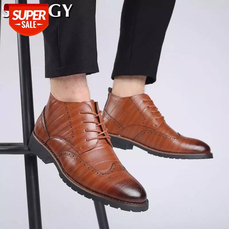 

New Autumn New Men Boots Breathable Business Office Fashion Leather Boots Men Shoes Casual Hightop Hombres Botas Big Size 38-48 #7n97