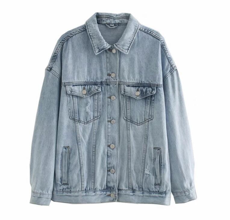 

Denim Jackets Women Casual Jeans Jacket Long Sleeve Denim Cotton Coat Plus Size, Blue