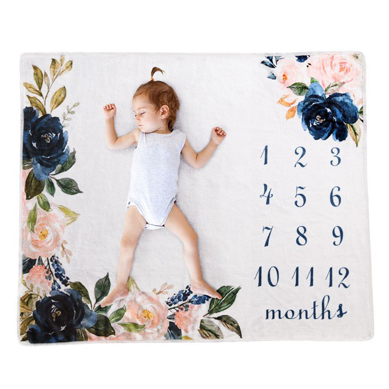 

9 styles Baby Milestone Blanket Eco-friendly 70X102cm Flannel Blankets Travel Home Air Conditioning Printed Blanket, White