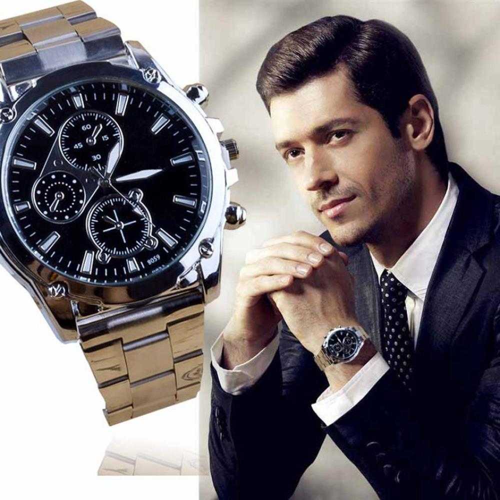 

Perfect Gift waterproof mens watches top brand luxury Business watch men Stainless Steel Band Machinery Quartz Watch Mmay26 H0, Slivery;brown