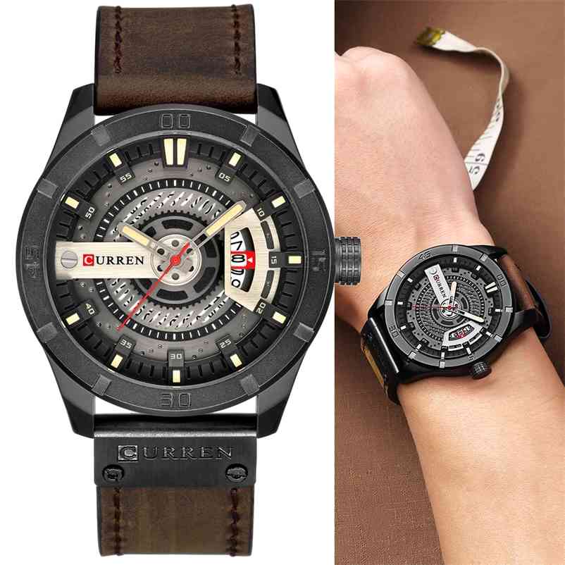 

CURREN Men's Quartz Wrist Watch Man with Leather Strap Sports Watches Clock Waterproof Men Wristwatches 210608, Black white