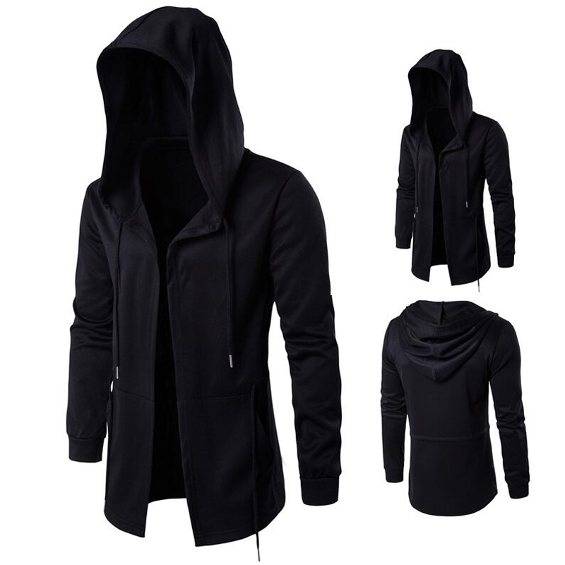 

2021 New Long Design Hoodies Fashion Hip Hop Sweatshirt Streetwear Black Gown Coats Men Hooded Cloak Mantle Hoodie 5xl Sweatshirts Rudo, Black sweatshirt