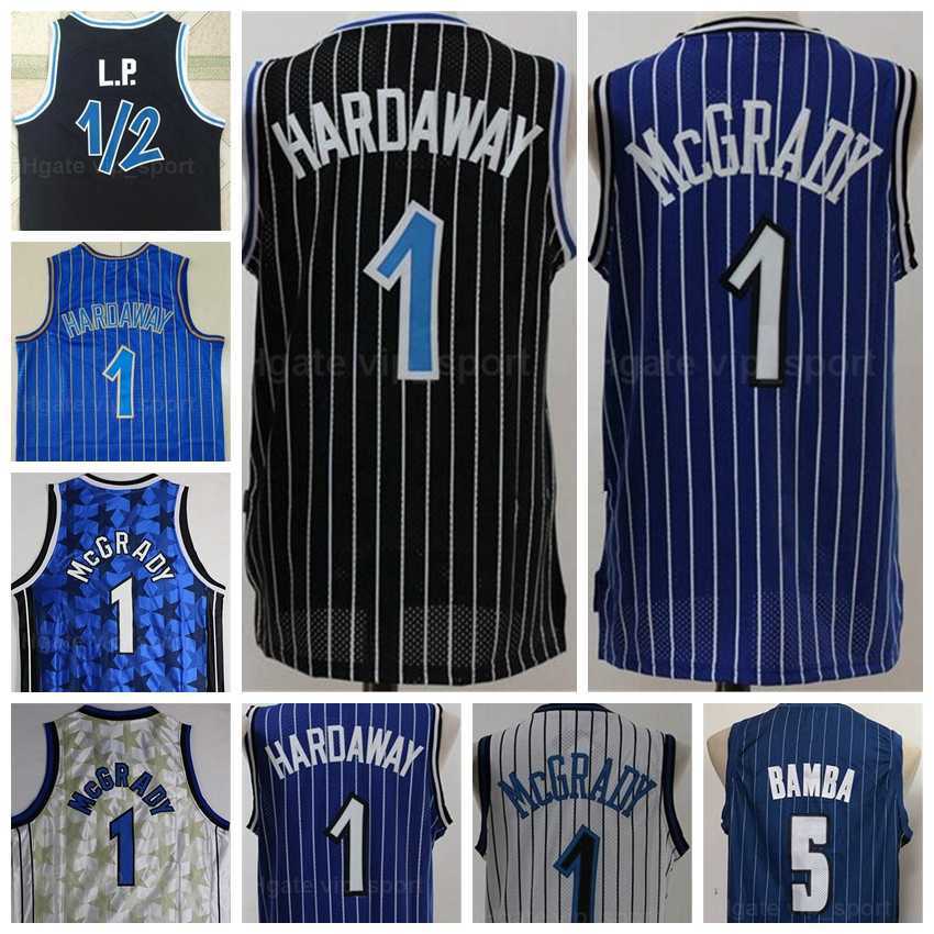 

Men Vintage Basketball Penny Hardaway Jerseys 1 Mohamed Bamba 5 Aaron Gordon 00 Tracy McGrady 1 Stitched Team Color Black White Blue, 1 blue