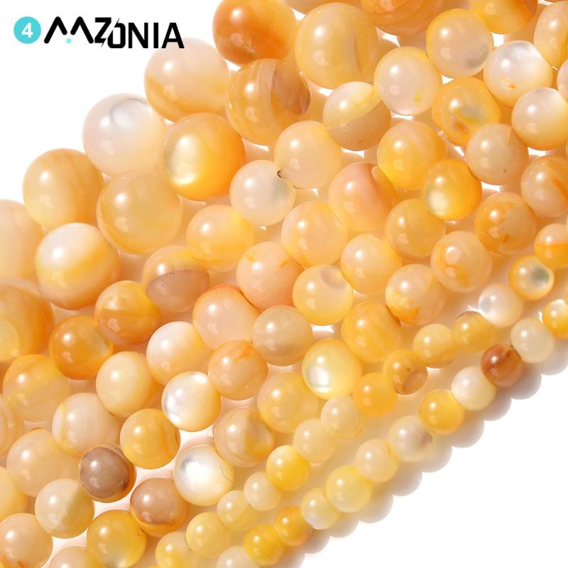 

Other 68-150Pcs 3 4 5 6mm Round Sea Shell Loose Beads Natural Yellow Spacer For Making Bracelet Necklace DIY Jewelry
