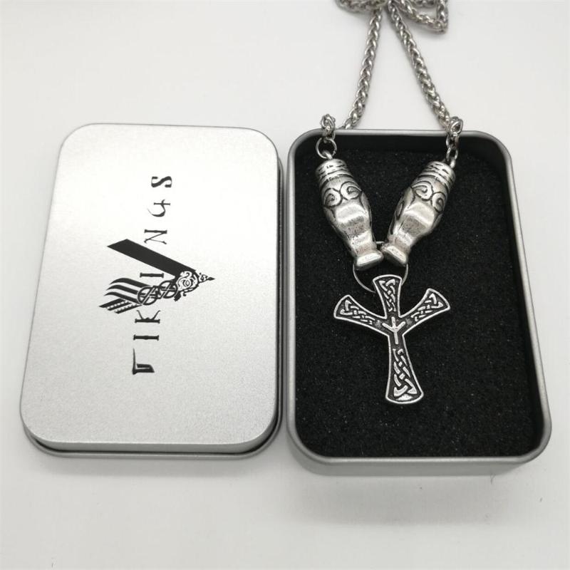

Pendant Necklaces Wolf Head With Algiz Rune Necklace Men Pagan Viking Drop