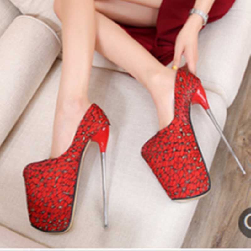 

Dress Shoes Spring Lace Red High Heels Ladies Sexy Self-cultivation Party Metal Pumps Stiletto Fashion Wedding Women