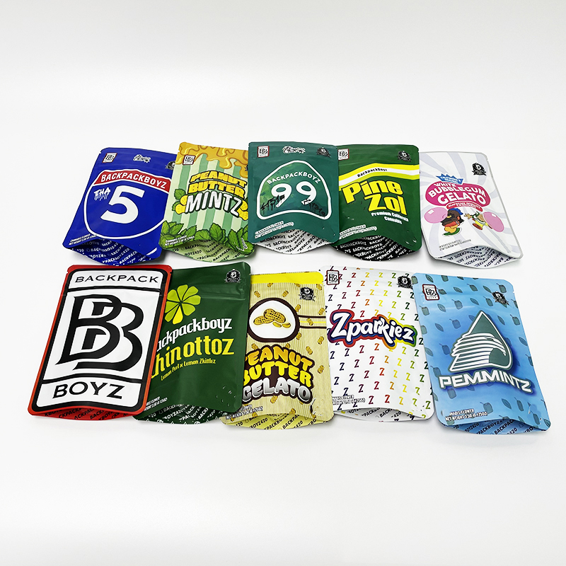 

Empty Smell Proof bags 10 Designs 3.5g Backpack boyz Children resistant zipper resealable top with stickers Gorilla Glue BB 3.5 mylar bag