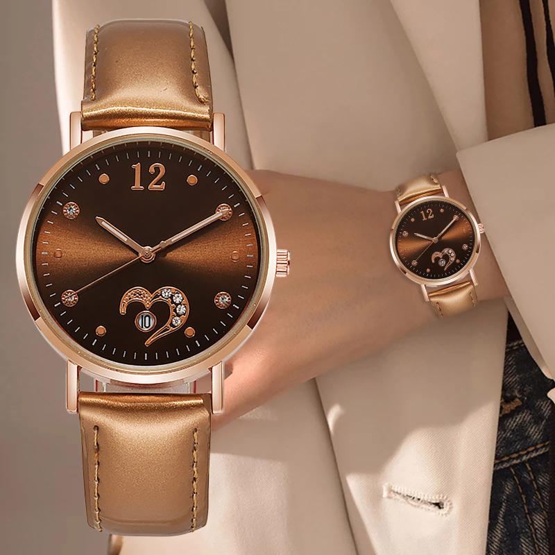 

Wristwatches 2021 Watch Women Fashion Casual Leather Strap Watches Simple Lady Temperament Quartz Clock Luminous, Brown