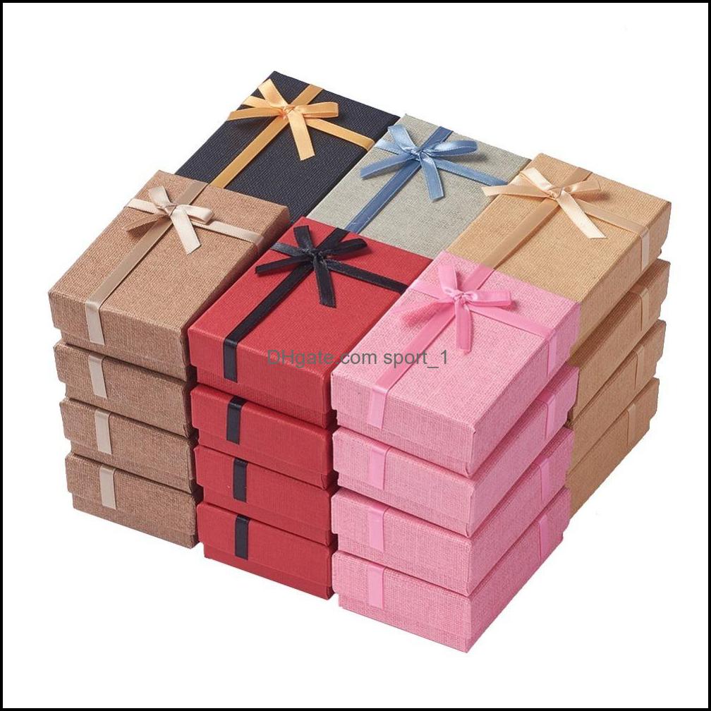 

& 24Pcs Kraft Cotton Filled Rec Cardboard Jewelry Set Boxes With Bowknot For Ring Earring Necklace Packaging Display Box Mix Drop Delivery 2