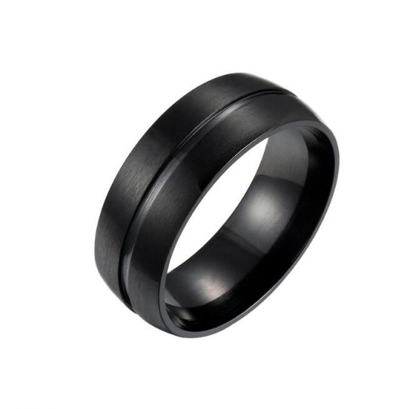 

Cluster Rings Men's Black Stainless Steel Ring Trendy Middle Concave Glossy Classic Fashion Jewelry Elegant Beautiful Gift