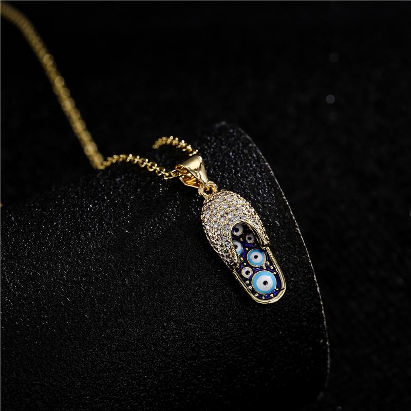 

Pendant Necklaces 2021 Female Summer Jewelry Gold Color CZ Flip Flop Design Necklace For Women Girl Party Accessories Gift