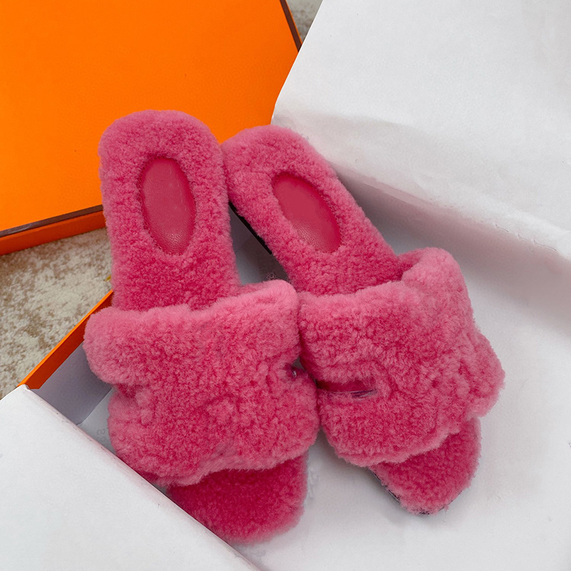 

Women Fur Oran Sandals Sheepskin Insole H Upper Flat Slippers Woolskin Slides with rubber Sole Fur Winter Sandal Plush Flip Flops NO328, Sock