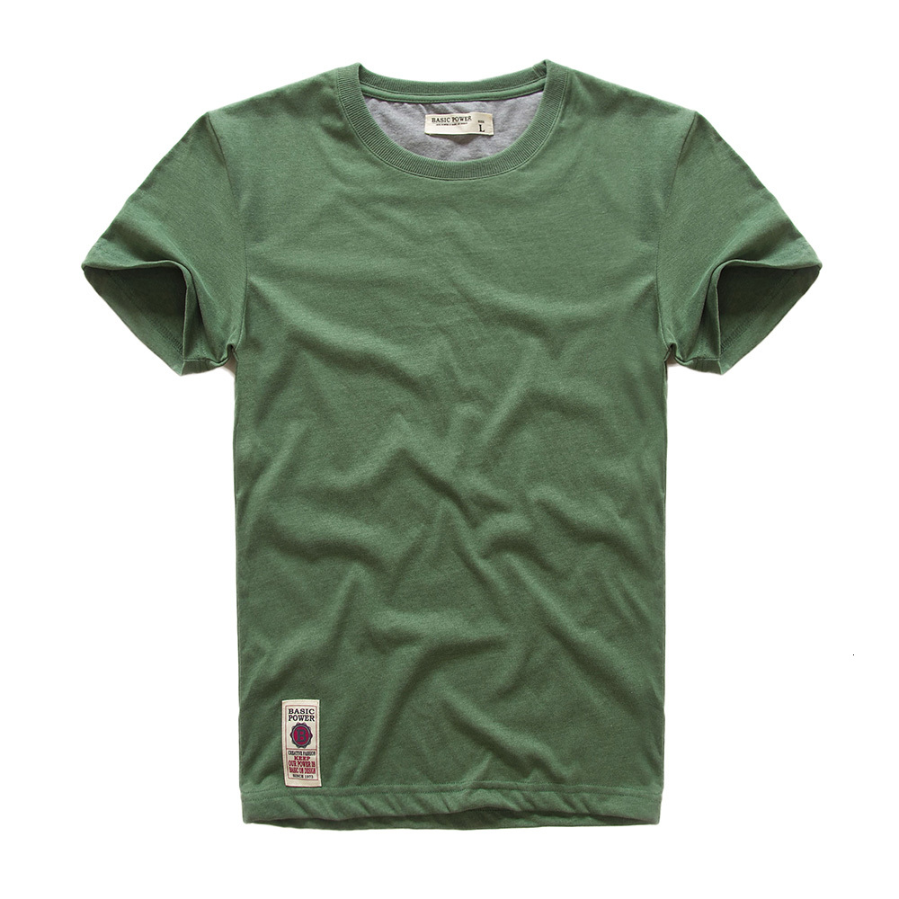 

2021 Hot Sale New Short Sleeve O-neck Soft Solid Cotton Elastic Breathable Men Half-sleeved T-shirt 4 Color N098, Orange