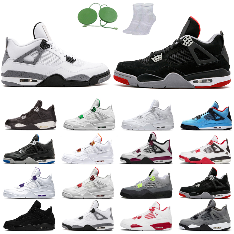 

4s man basketball shoes cool fashion color Black Cat court purple good Red Neon bred Alternate Motorsport orange metallic dark White Cement Grey Fire oreo Pine, Fire red