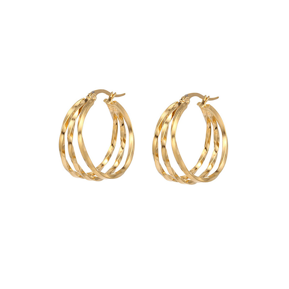 

Yoursfs Fashion Jewelry 18K Gold-plated Multilayer Twist Ear Hoop Earrings Woman Christmas Birthday Gift