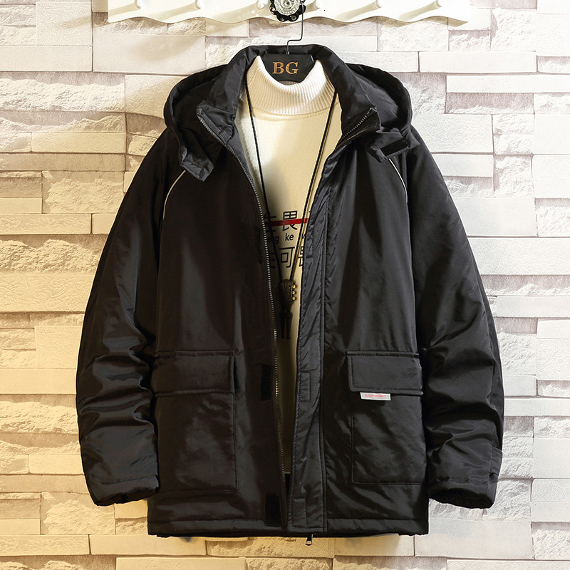 

2021 New Winter Jacket for Fashion Warm Male Parkas with Hat Men's Cotton Coat Oversize Men Clothing B5o6, Celadon