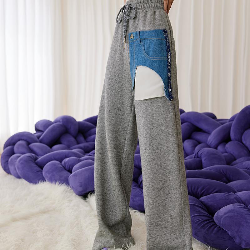 

Women' Pants & Capris Design Autumn Minority High Waist 2021 Leisure Straight Tube Wide Leg Street Fashion 1-216, Gray