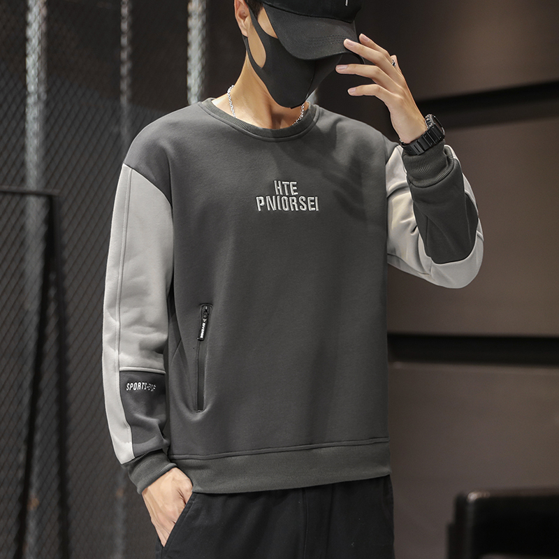 

New 2021 Brand Hoodies Men Sweatshirt Harajuku Long Sleeve Spring Fall Man Clothe Korean Style Fashion Plus Size Clothing Tops 6co2, Dark grey