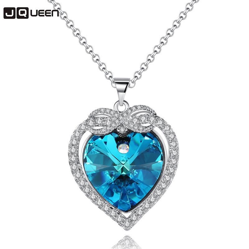 

Pendant Necklaces Blue Crystal Pendants Short Necklace Women Jewelry Bijoux Chokers Heart Charms Statement