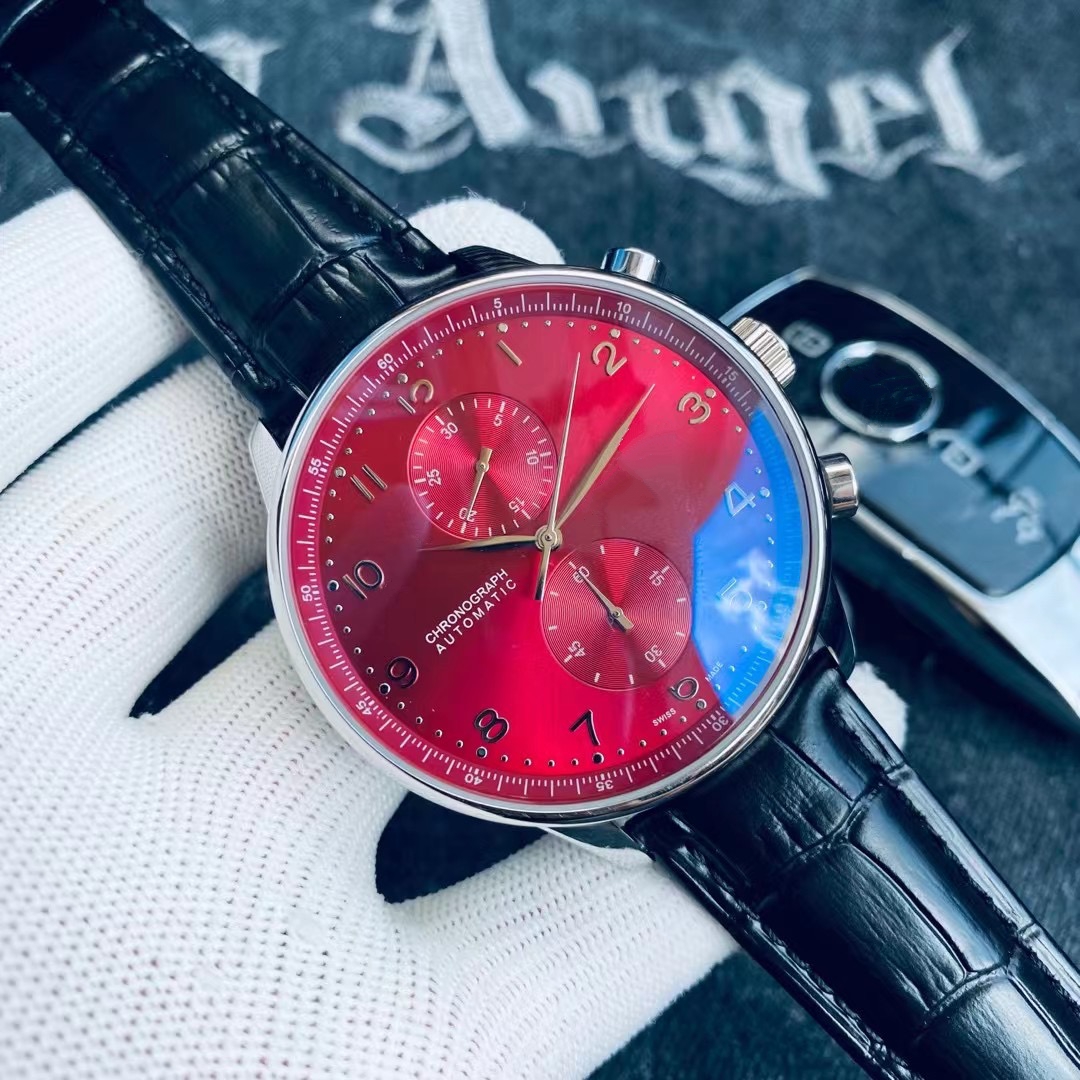 New Fashion Style Dress watch Man Watch Mechanical automatic Watches red Dial Men wristwatch Transparent Glass Back 091-image-1107174346