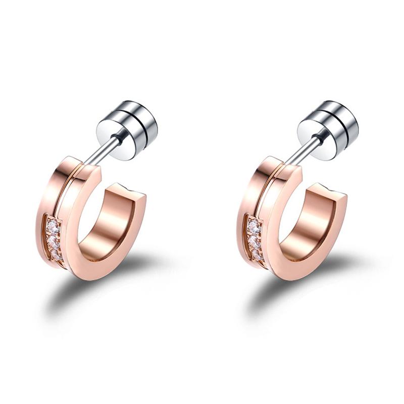 

Stud 2021 Style CNC Inlaid Cubic Zirconia Earrings For Women Cute Black Color Stainless Steel Brincos Fashion Jewelry