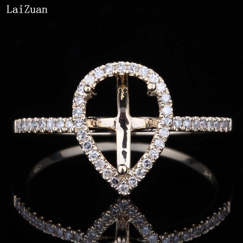 

Cluster Rings LaiZuan 8x6.5mm Pear Cut Real 14k Yellow Gold AU585 0.2ct Natural Diamond Semi Mount Ring Women Wedding Trendy Fine Jewelry Gi