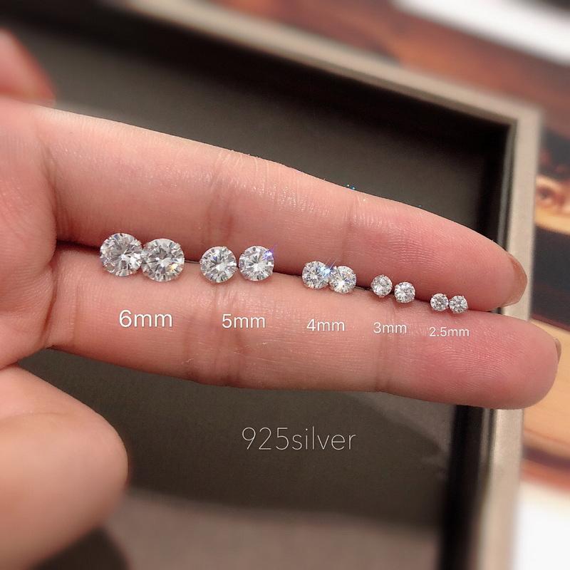 

Stud Minimalist Small Cute White Crystal Zircon Earrings For Women Girls Fashion Simple Geometric Round Earring Ear Jewelry, Golden;silver