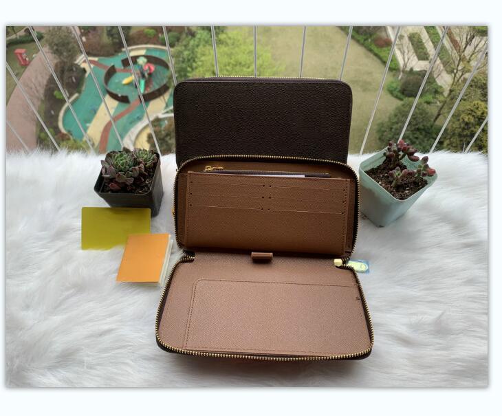 

Single Zipper Big wallet Men genuine leather passport cover wallets women luxury credit card holder business travel porte carte carteira, Brown grid