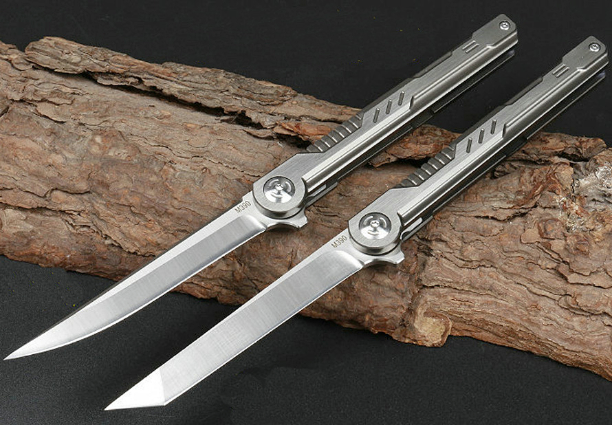 

New High End Flipper Folding Knife D2 Satin Drop/Tanto Point Blade TC4 Titanium Alloy Handle Ball Bearing Fast Open EDC Pocket Knives