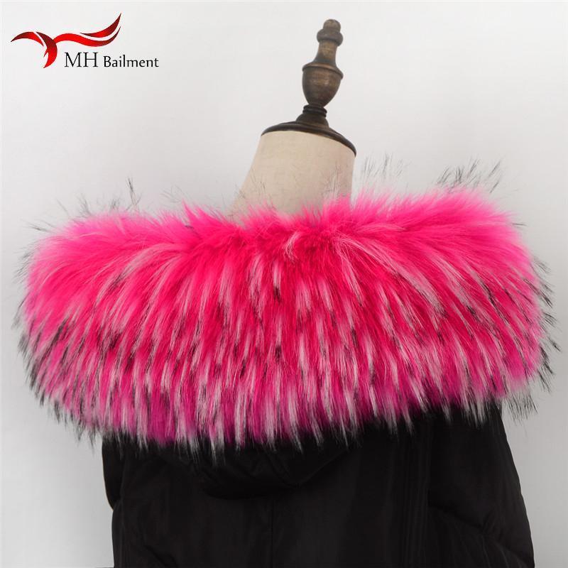 

Scarves Ladies Faux Raccoon Fur Collar Winter Large Size Coat Go Out To Keep Warm Fashion Scarf Shawl Imitation, Blue;gray