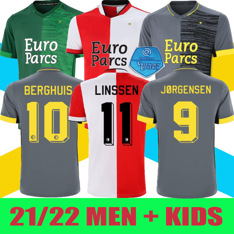 

FeyenoordS 21 22 BERGHUIS away gray soccer jersey 2021 2022 JORGENSEN NARSINGH BOZENIK KOKCU TOORNSTRA EL BOUCHATAOUI FER Football shirt men + kids kit set, 21/22 3rd