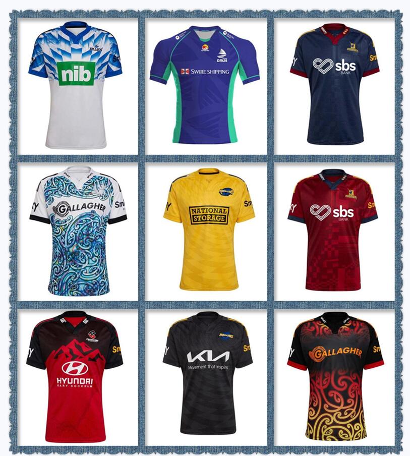 

2021 2022 Rugby Jersey Highlanders Crusaders Fiji Drua home Jersey 21 22 Hurricanes blues Chiefss shirt Size S-5xl, Black;yellow