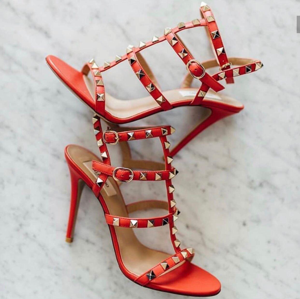 

Luxury Summer Women Sandals Rock Studs Rivets Strappy Sexy Ladies Sanals Stiletto High Heels Sandalias Mujer Party Wedding Dress 35-43