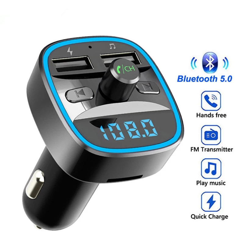 Car MP3 Player Bluetooth Wireless Handsfree Kit T25 5.0 Receiver FM Transmitter Modulator Dual USB Mobile Phone Quick Charger U Disk TF Card Inte-image-705726971