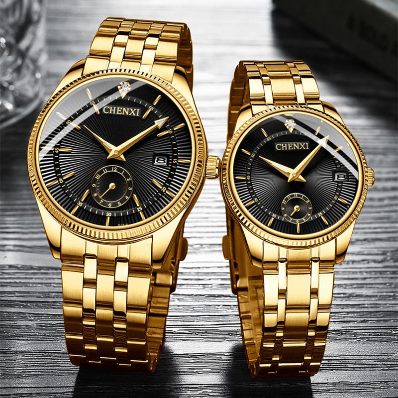 

Wristwatches Authentic Original Business Men's Watch Gold Stainless Steel Quartz Wrist Watches For Maen Analog Wristwatch Waterproof A3492, 40mm gold white