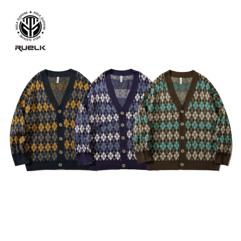 

Men's Sweaters Sweater Streetwear Winter 2021 Retro Loose Cardigan Outer Wear Line Clothes Casual All-match Student, White;black