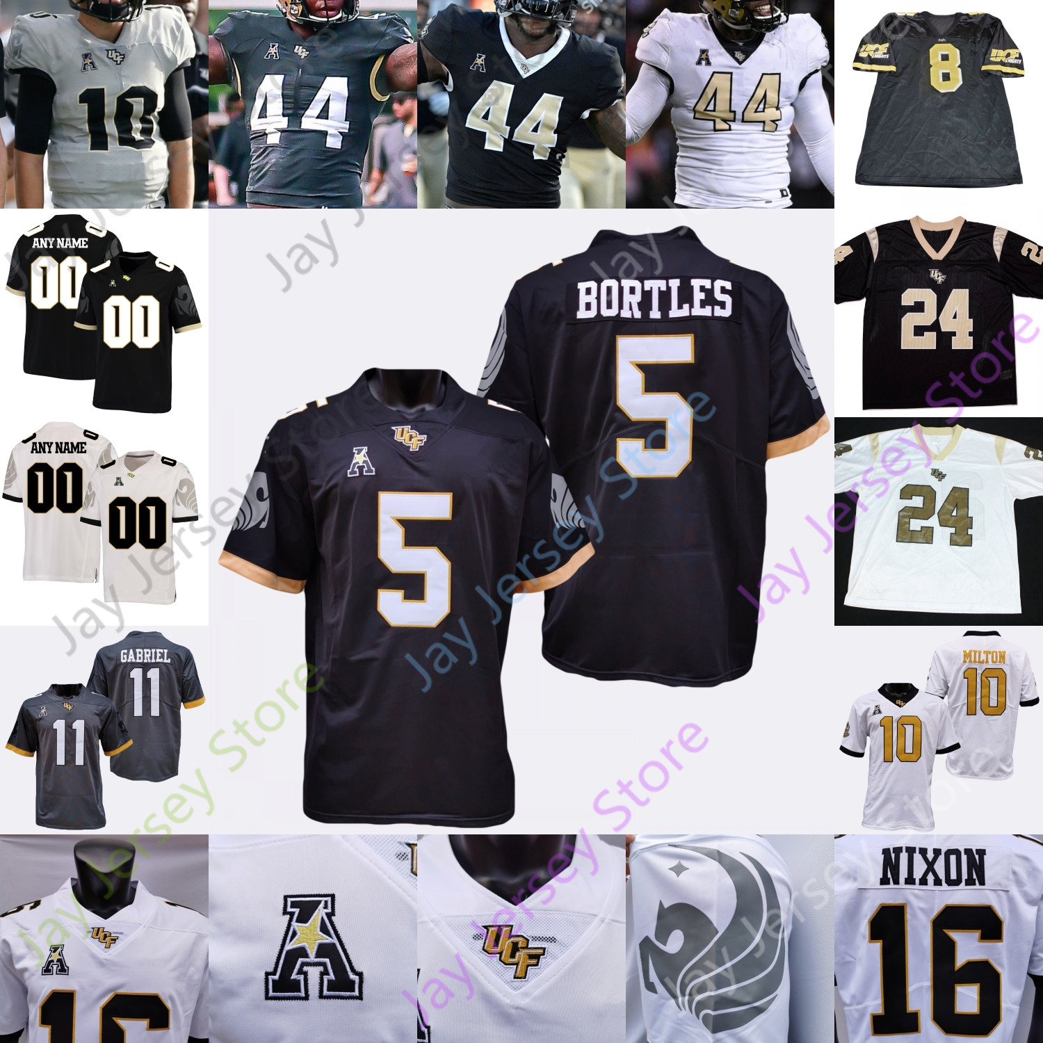 

UCF Knights Central Florida Football Jersey NCAA College John Rhys Plumlee Isaiah Bowser Javon Baker Gamble Hodges Yates III Martinez Davis Milton Gabriel Marshall, Black iii
