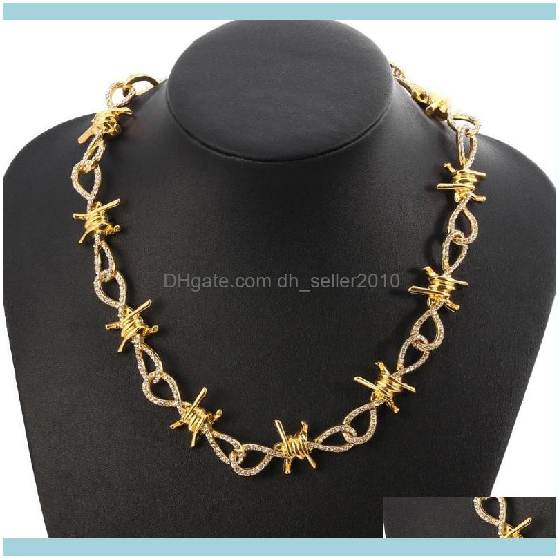

Chains Necklaces & Pendants Jewelrypunk Hip Hop Stylish Thistles Thorns Knotted Rhinestone Inlaid Necklace Party Jewelry For Personality Wom