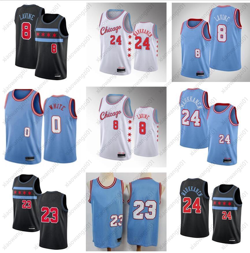 

Jersey Custom Printed Men Lauri Markkanen Zach LaVine Coby White 2021 Swingman City Basketball Jerseys Black Edition S-2XL