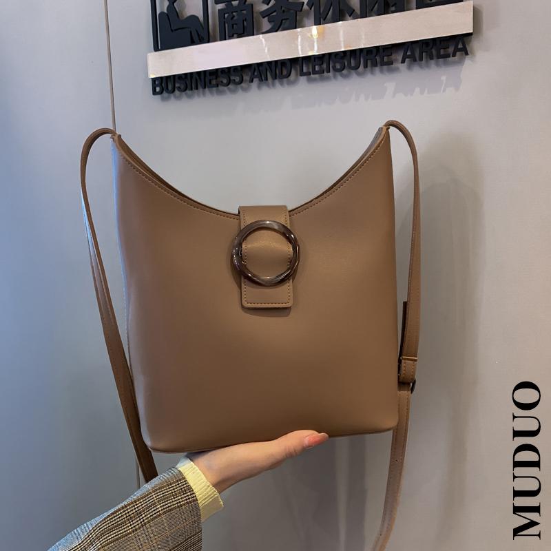 

New Fashion Women Pu Leather Handbags Shoulder Bags Luxury Designer Bucket Crossbody Bags for Women Small Female Messenger, Beige