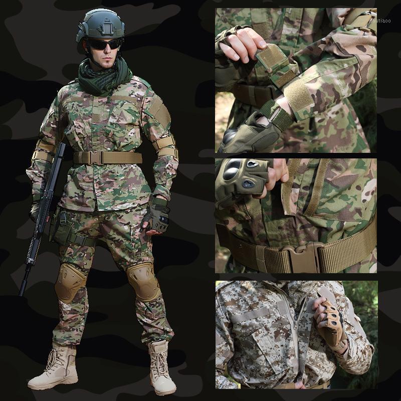 

Men's Jackets Military Uniform Camouflage Tactical Clothing Combat Suit Men Army Special Forces Militar Soldier Coat+Pant Set Women, Army green