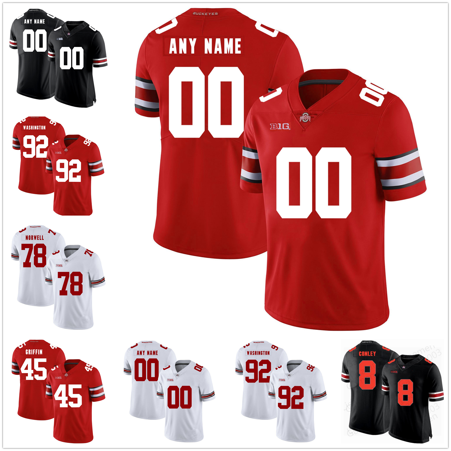 

Cusom OSU Ohio State Buckeyes jersey NCAA College Football 2 JK Dobbins red 17 Chris Olave stitched Jerseys mens women youth any name number, Black youth