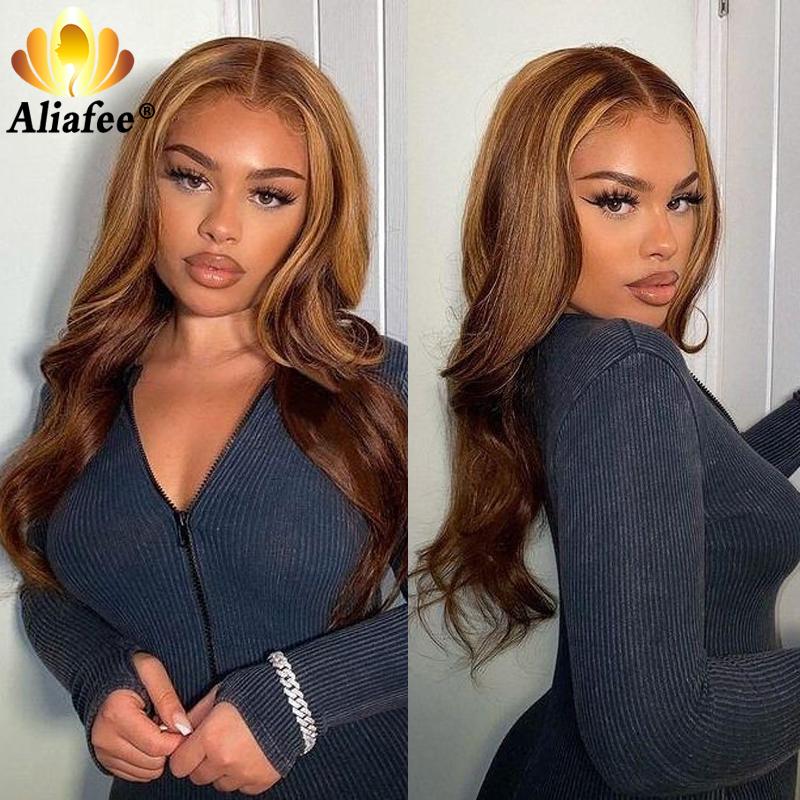 

Transparent Brown Body Wave Human Hair Wigs Peruvian Hair Body Wave Lace Front Wig 30" Inches Products For Black Women, Natural color