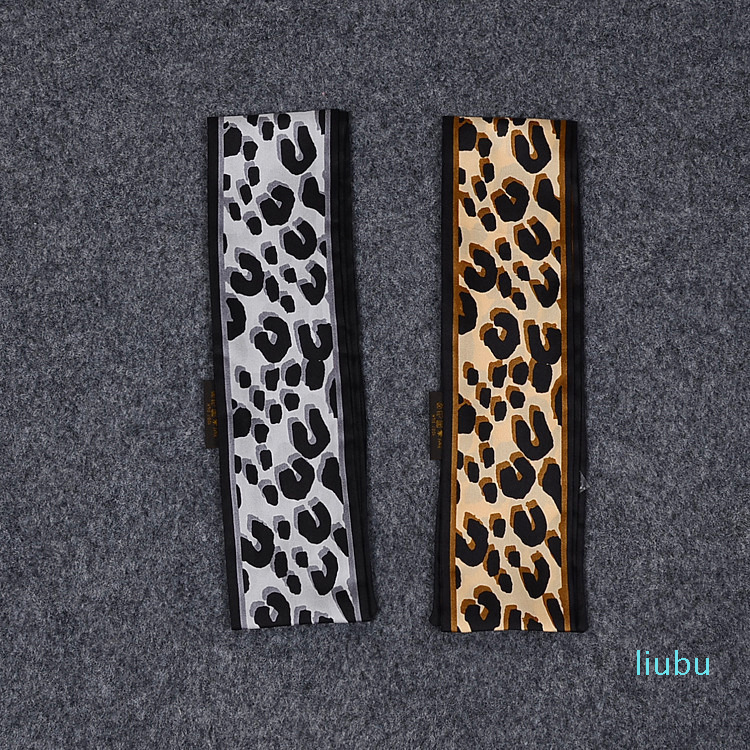 

New HOT Leopard Print Headband Scarf 47.2 In Ultra Length 100% Silk Handle Scarf Small Ribbon Hair Woman Bag