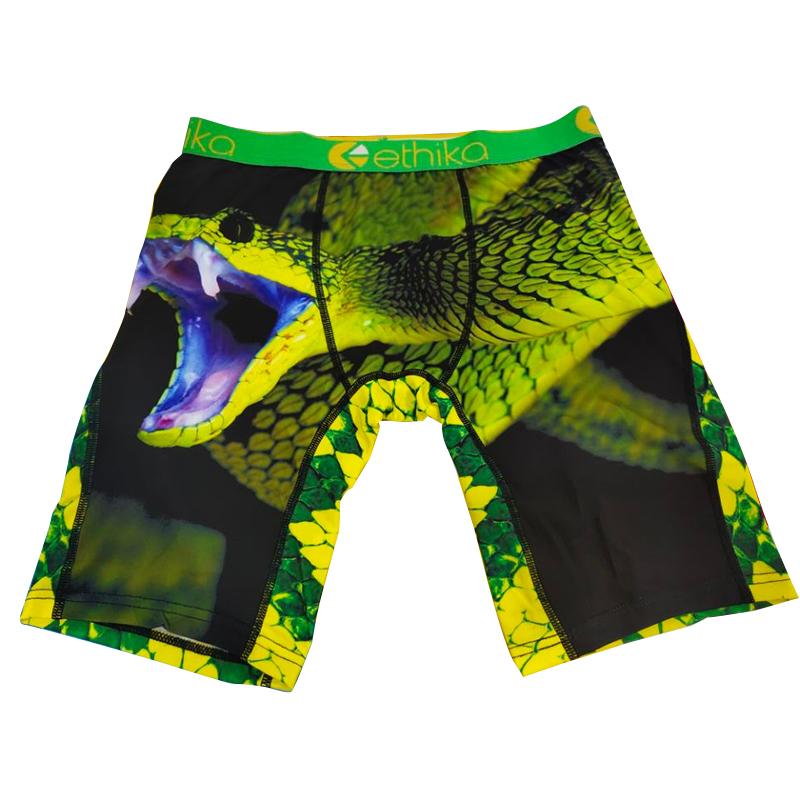 Underpants 2021 Ethika Fashion Men Boxers Snake Cartoon Tight Panties Male Ice Silk Boxer Long Shorts Sport Man-image-725024310