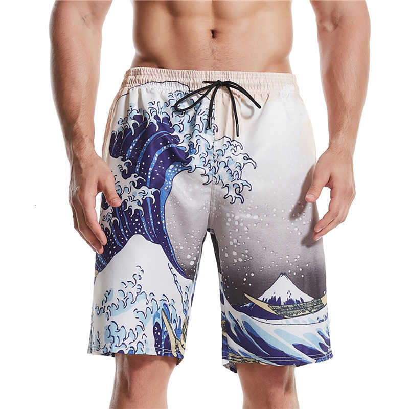 Men&#039;s Quick Dry Beach Pants 5-inch Swimming Trunks Print Large Casual Shorts 2021-image-701765771