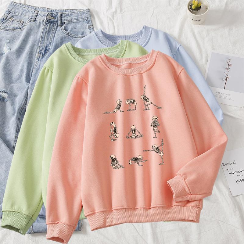 

Women' Hoodies & Sweatshirts Harajuku Streetwear Hoodie Funny Cartoon Sweatshirt Skull Graphic Hip Hop Autumn Winter Cotton Pullover Hoody, White